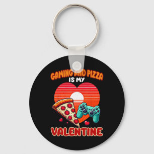 Gaming und Pizza ist mein Valentinstag Gamer Männe Schlüsselanhänger