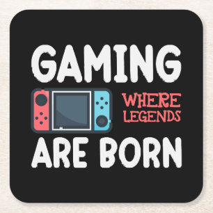Gaming, wo Legenden geboren werden Rechteckiger Pappuntersetzer