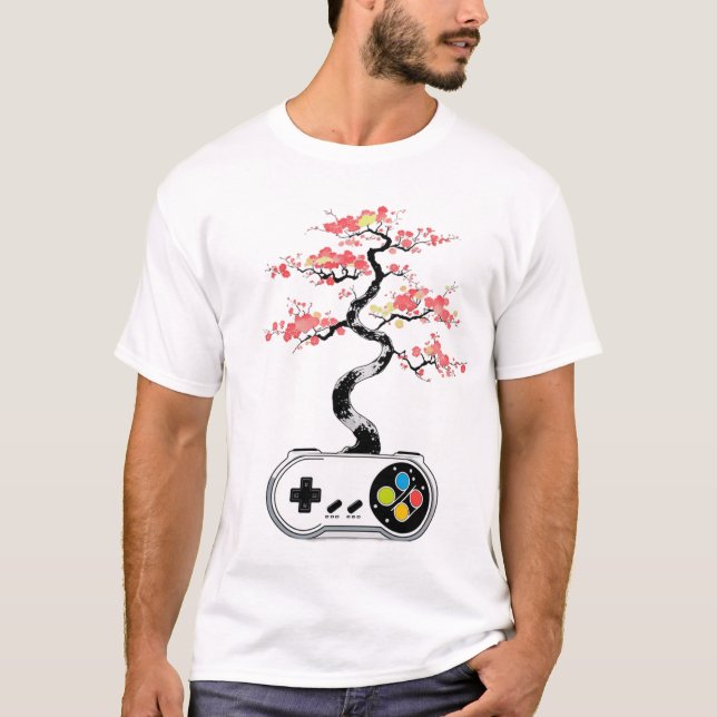Gaming Zen - Bonsai-Baum-Controller T-Shirt (Vorderseite)