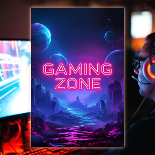 Gaming Zone Lebendige Neonfarben Poster