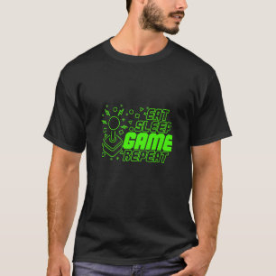 Gaming zu Ende Schlafen Spiel wiederholen Konsole  T-Shirt
