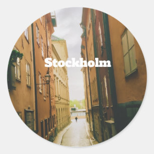 Gamla Stan, Stockholm Souvenir, Retro Europäisch Runder Aufkleber