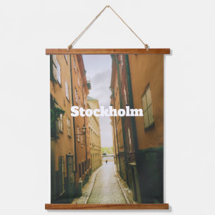 Gamla Stan, Stockholm Souvenir, Retro Europäisch Wandteppich Mit Holzrahmen