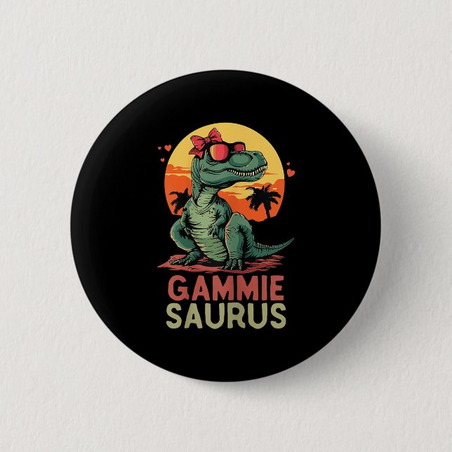 Gammiesaurus Dino Dinosaur Gammie-saurus T-rex Spa Button (Vorderseite)