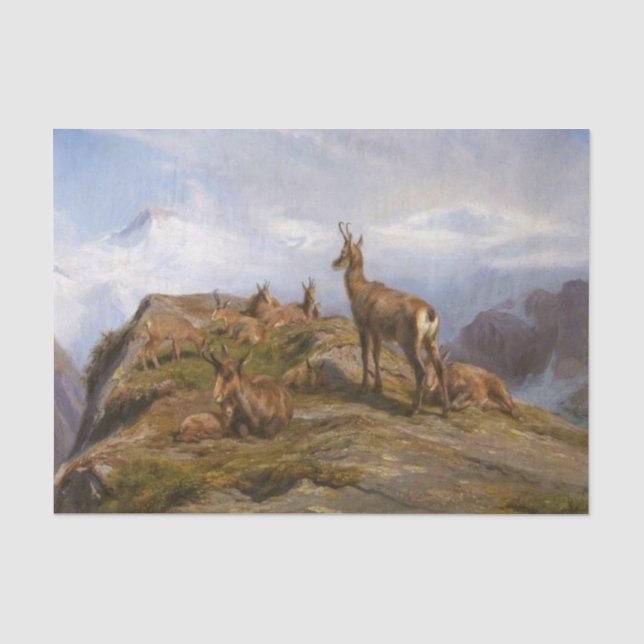 Gämse in den Bergen (von Rosa Bonheur) Seidenpapier (Vorderseite)