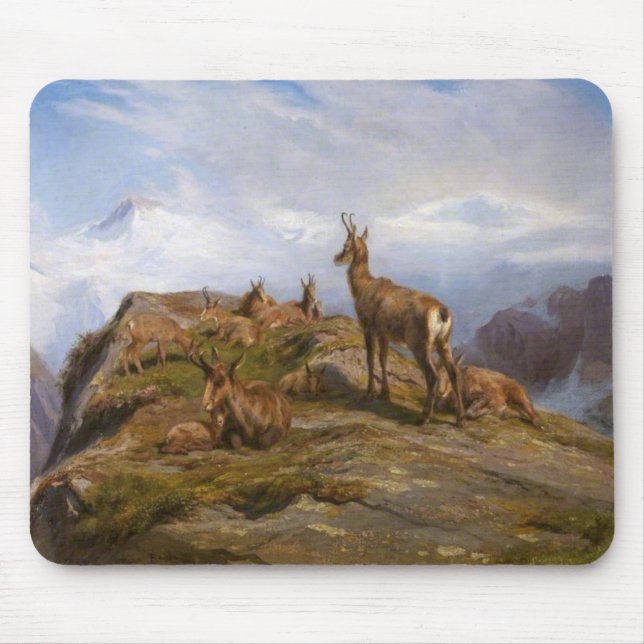 Gämse Ziegen im Alpengebirge (Rosa Bonheur) Mousepad (Vorne)