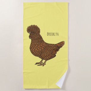 Gämsle-Polnisches Huhn Cartoon-Illustration Strandtuch