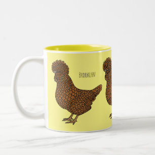 Gämsle-Polnisches Huhn Cartoon-Illustration Zweifarbige Tasse