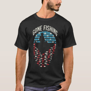Gan Fishing Retro Sunset Fisherman Vater Usa Flag T-Shirt