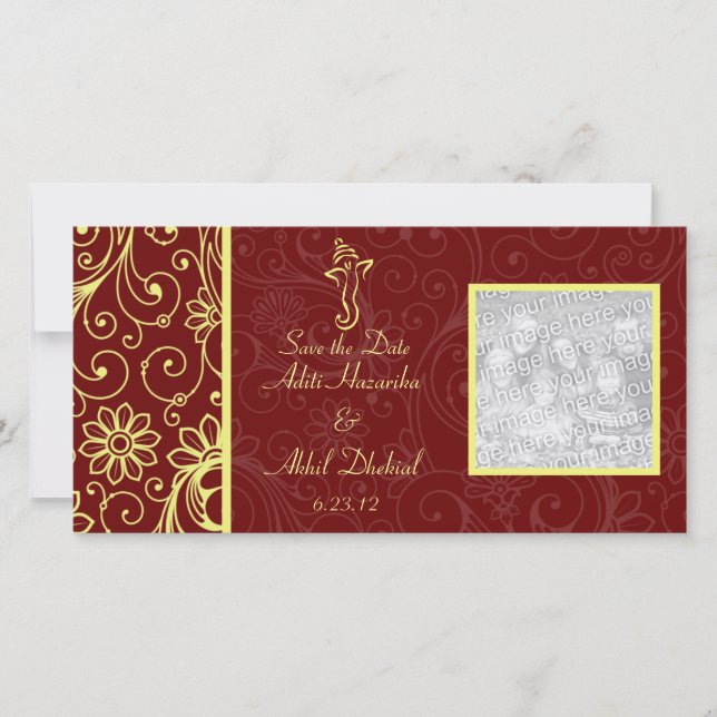 Ganapati Wedding speichert die Datums-Foto-Karten Save The Date (Vorderseite)
