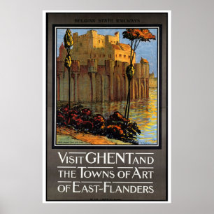 Gand, Belgique, affiche de Vintage voyage