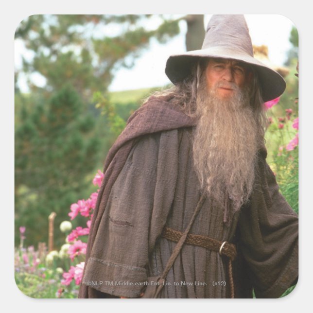 GANDALF™ mit Hut Quadratischer Aufkleber (Vorderseite)