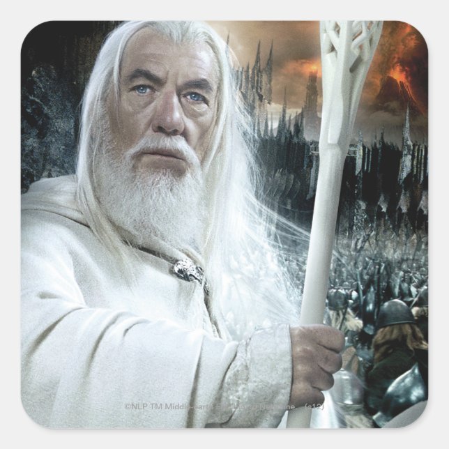 GANDALF™ mit Mitarbeitern Quadratischer Aufkleber (Vorderseite)