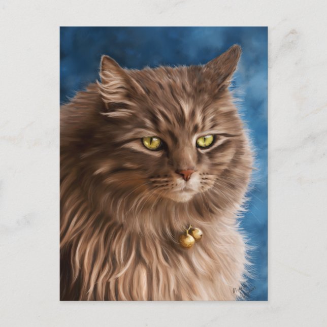 Gandalf - Silver Tabby Cat Art Postkarte (Vorderseite)