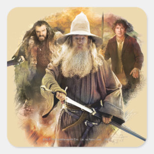 Gandalf, THORIN OAKENSHIELD™ & BILBO BAGGINS™ Quadratischer Aufkleber