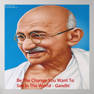 Gandhi & Be The Change Quote Poster