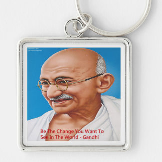 Gandhi & Be the Change Zitat Schlüsselanhänger