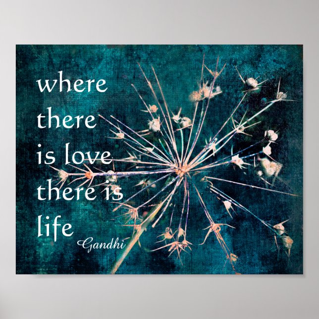 Gandhi citation poster où il ya amour l'art nature (Devant)