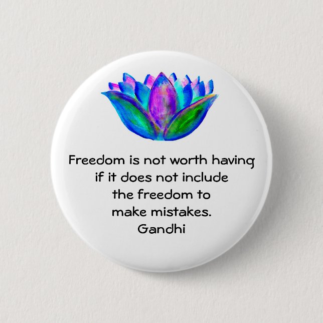 Gandhi Freedom Zitat mit Lotus Blossom Foto Button (Vorderseite)