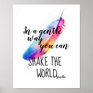 Gandhi inspiré citation poster plumes colorées