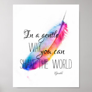 Gandhi inspirierende Zitat farbenfrohe Feder Art Poster
