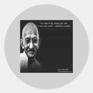 Gandhi Seien Sie Die Veränderung Weisheitszitat Runder Aufkleber