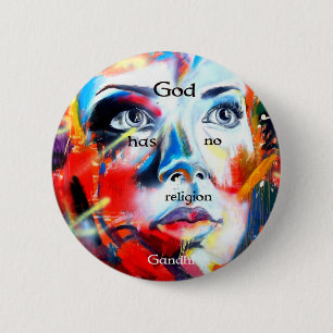 Gandhi spirituelle Quota Gott hat keine Religion Button