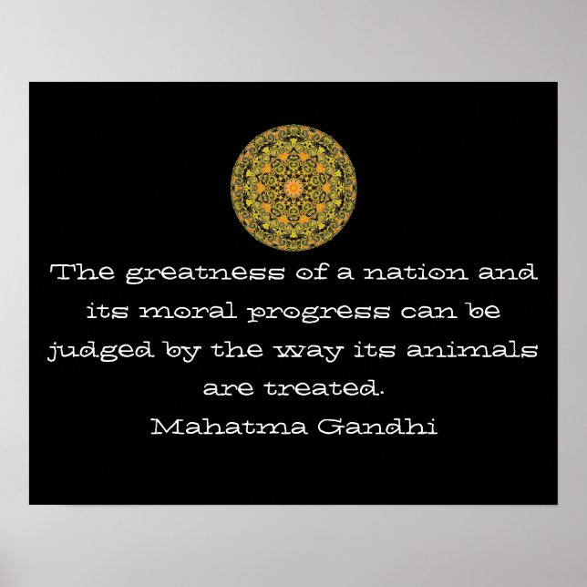 Gandhi Tierrechte vegan vegetarische Zitat Poster (Vorne)