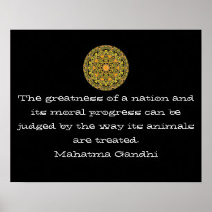 Gandhi veganes vegetarisches Zitat Tierrechte Poster