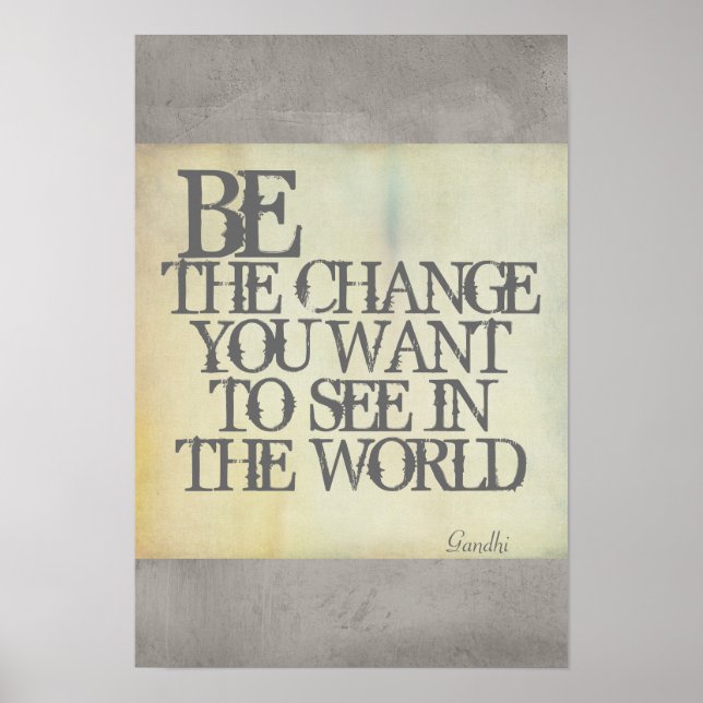 Gandhi Zitat ist das Change Poster Shabby Chic (Vorne)