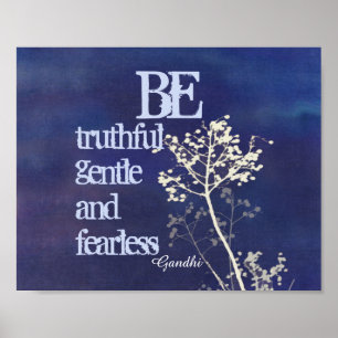 Gandhi Zitat Poster blauer Naturkunst motivierend