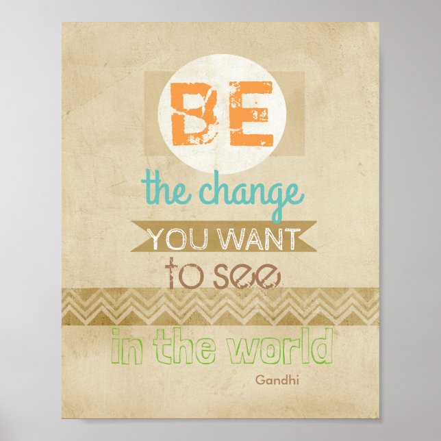Gandhi Zitat Poster Inspiration ist die Veränderun (Vorne)