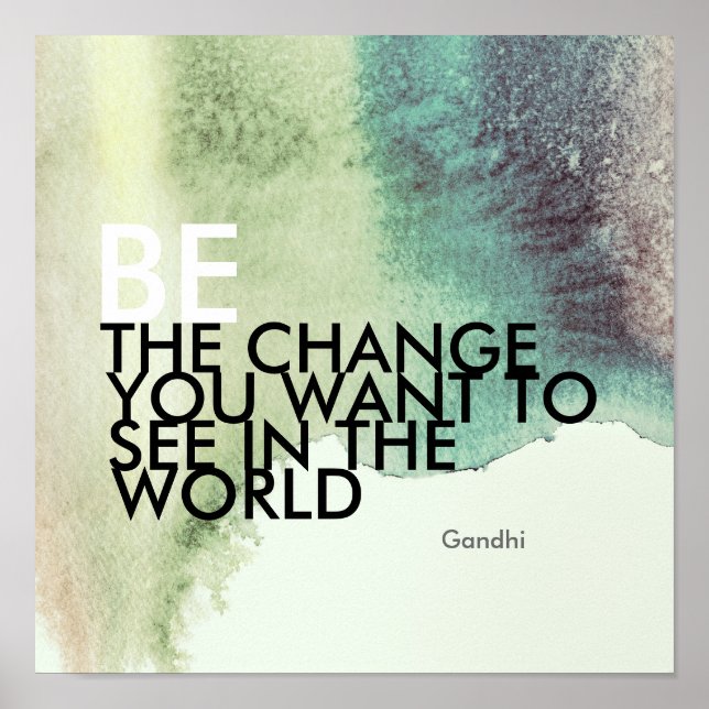 Gandhi Zitat Poster ist die Veränderung des Aquare (Vorne)