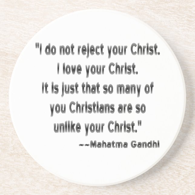 Gandhi zu Christen Sandstein Untersetzer (Vorne)