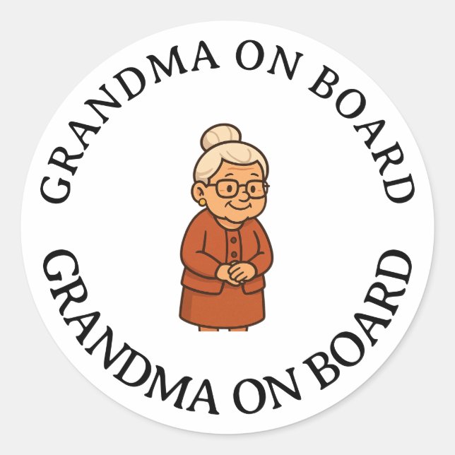 Gandma On Board Runder Aufkleber (Vorderseite)