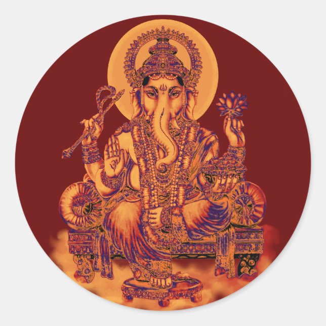 Ganesh - Beseitigung von Hindernissen Runder Aufkleber (Vorderseite)