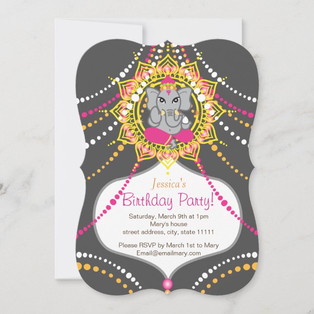 Ganesh Birthday party 5" x 7 Einladungskarte (Vorderseite)