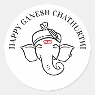Ganesh Chathurthi-Wünsche Indischer Gott Runder Aufkleber