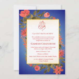 Ganesh Chaturthi Puja Floral Einladung