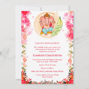 Ganesh Chaturthi Puja Floral Einladung