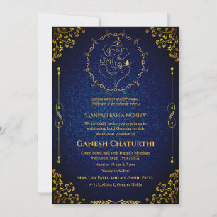 Ganesh Chaturthi Puja Glitzer & Gold Einladung