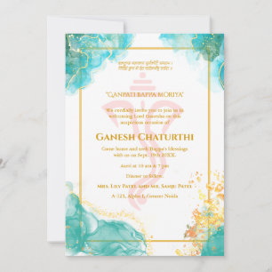 Ganesh Chaturthi Puja Golden Einladung