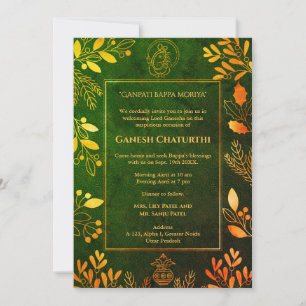 Ganesh Chaturthi Puja Golden Elements Einladung