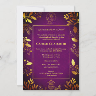 Ganesh Chaturthi Puja Golden Elements Einladung