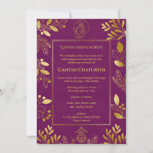 Ganesh Chaturthi Puja Golden Elements Einladung