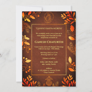 Ganesh Chaturthi Puja Golden Elements Einladung