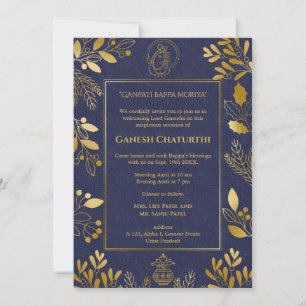 Ganesh Chaturthi Puja Golden Elements Einladung