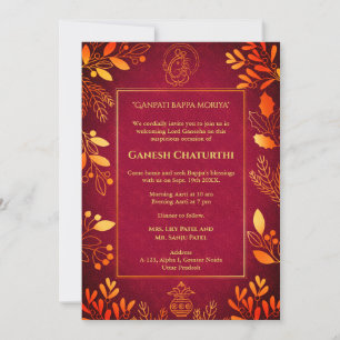 Ganesh Chaturthi Puja Golden Elements Einladung
