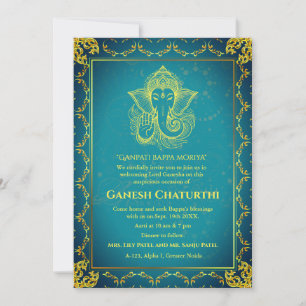Ganesh Chaturthi Puja Roya Golden Elements Einladung