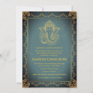 Ganesh Chaturthi Puja Roya Golden Elements Einladung